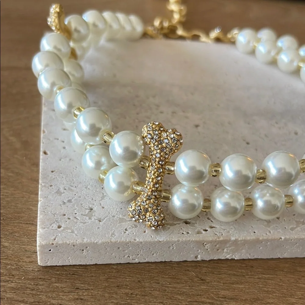 Vivienne Westwood Pearl Choker Bone Detail Gold Orb Necklace Bracelet Adjustable